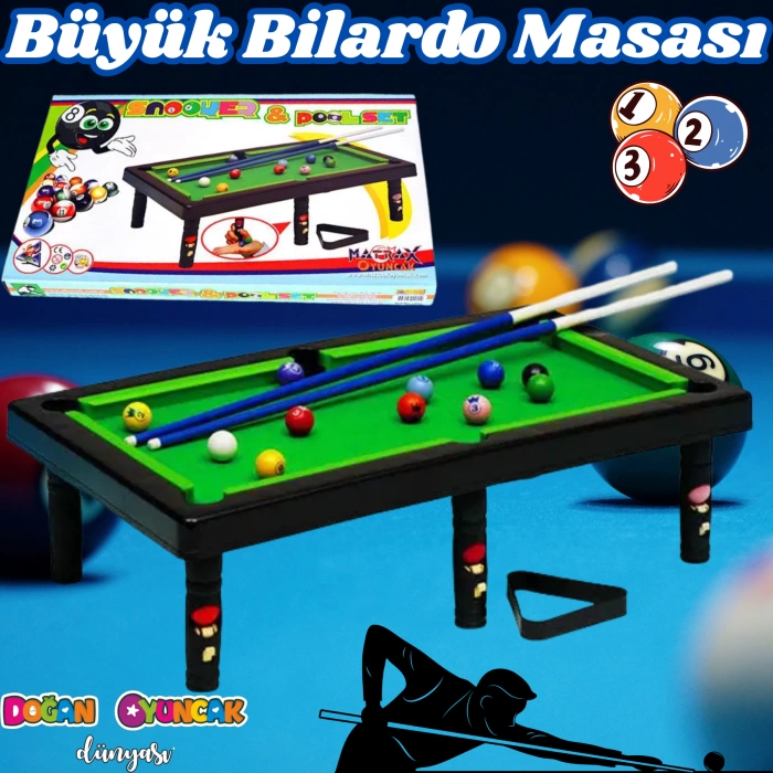 Büyük Bilardo Masası - Bilardo Maçı - Bilardo Oyuncak - 8 Ball Oyunu - Büyük Bilardo Seti - Bilardo Oyuncağı
