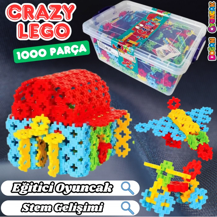 Crazy Eğitici Blok Oyunu 1000 Parça - Oyuncak Lego Seti - Birbirine Geçmeli STEM Lego Seti - Eğitici Oyuncak
