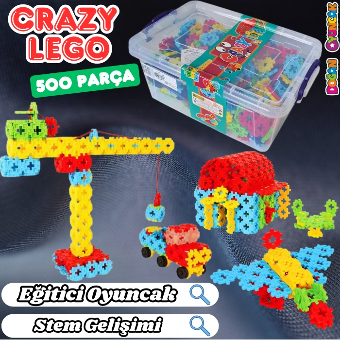 Crazy Eğitici Blok Oyunu 500 Parça - Oyuncak Lego Seti - Birbirine Geçmeli STEM Lego Seti - Eğitici Oyuncak