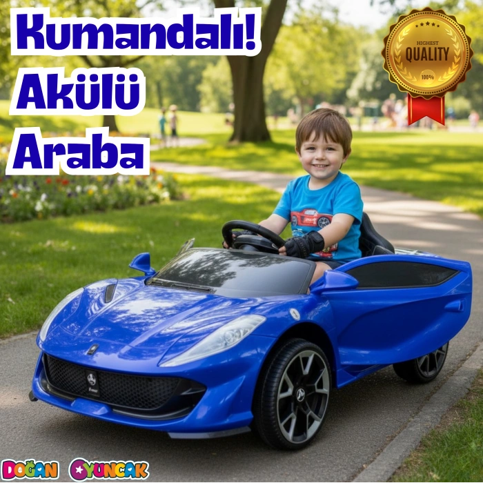 Favori GT Mavi Uzaktan Kumandalı 4X2 12 Volt Akülü Araba - RC Ferrari Akülü Araba