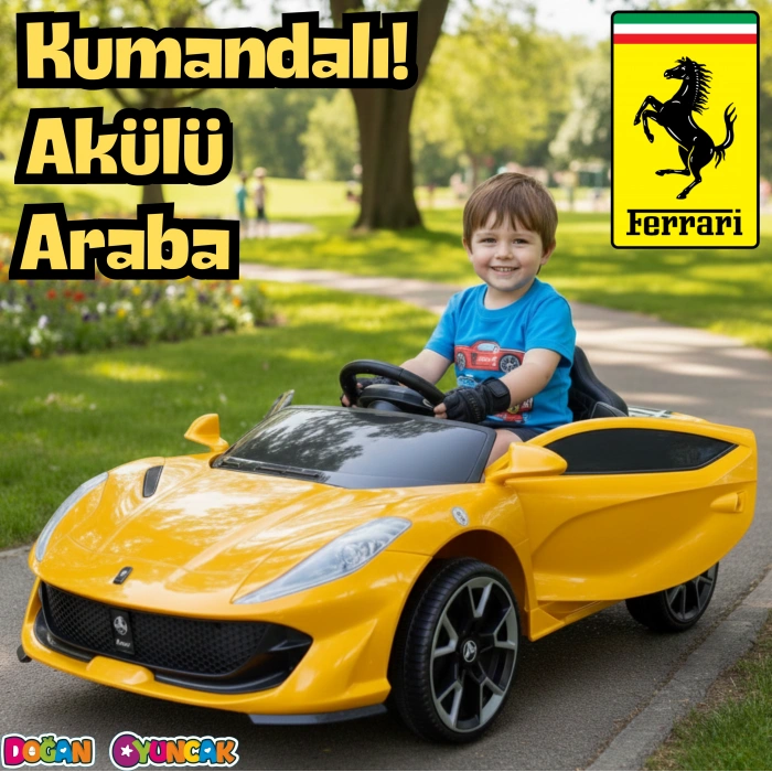 Favori GT Sarı Uzaktan Kumandalı 4X2 12 Volt Akülü Araba - RC Ferrari Akülü Araba