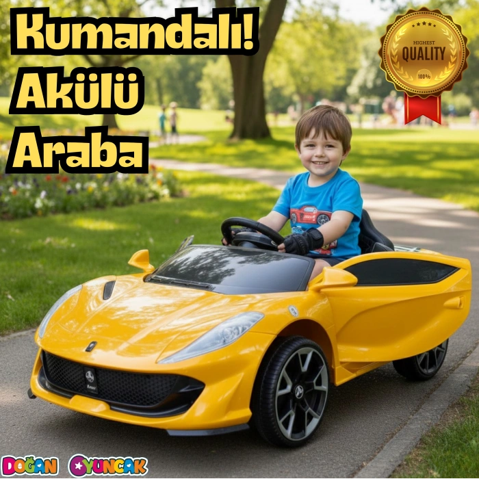 Favori GT Sarı Uzaktan Kumandalı 4X2 12 Volt Akülü Araba - RC Ferrari Akülü Araba
