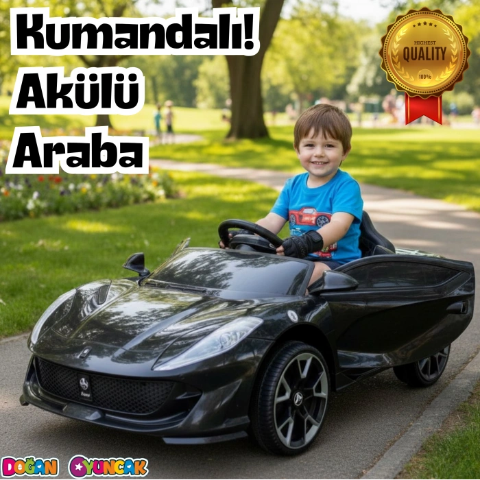 Favori GT Siyah Uzaktan Kumandalı 4X2 12 Volt Akülü Araba - RC Ferrari Akülü Araba