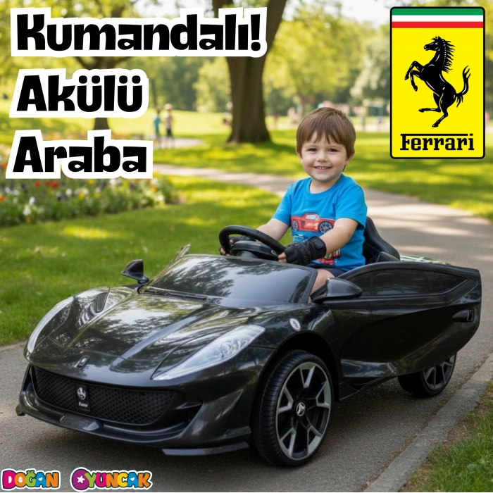 Favori GT Siyah Uzaktan Kumandalı 4X2 12 Volt Akülü Araba - RC Ferrari Akülü Araba
