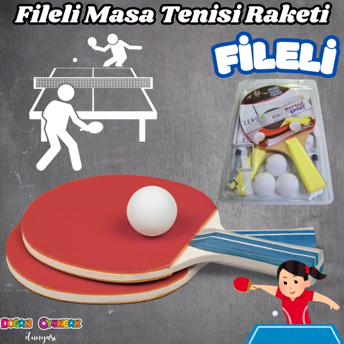 Fileli Masa Tenisi Raketi - Okul İçin Masa Tenisi Raketi - Tenis Oyuncakları - Masa Tenisi Oyunu - Fileli Raket