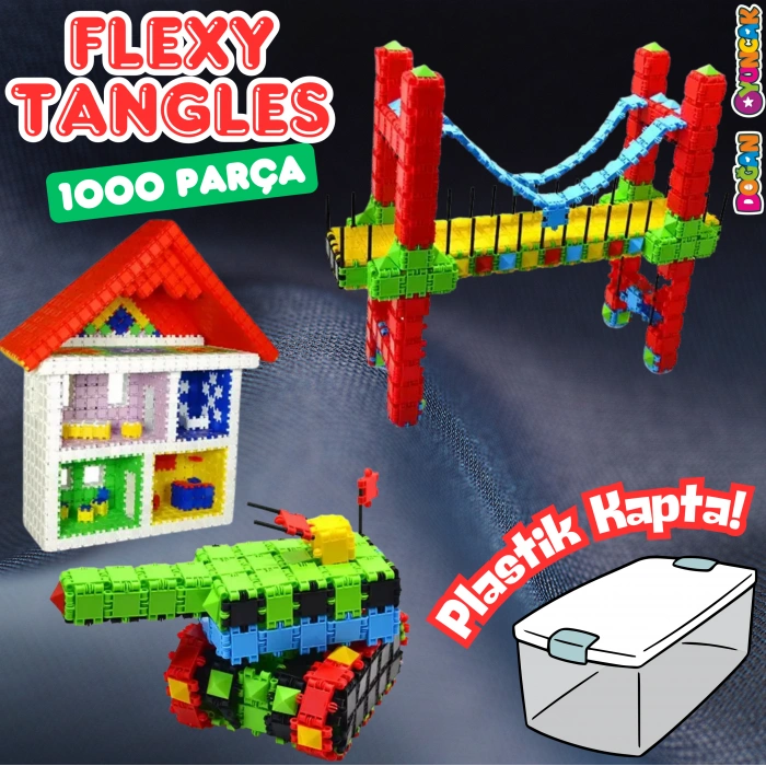 Flexy Tangles Blok Oyunu 1000 Parça - Oyuncak Lego Seti - Birbirine Geçmeli STEM Lego Seti - Eğitici Oyuncak