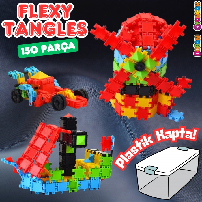 Flexy Tangles Blok Oyunu 150 Parça - Oyuncak Lego Seti - Birbirine Geçmeli STEM Lego Seti - Eğitici Oyuncak