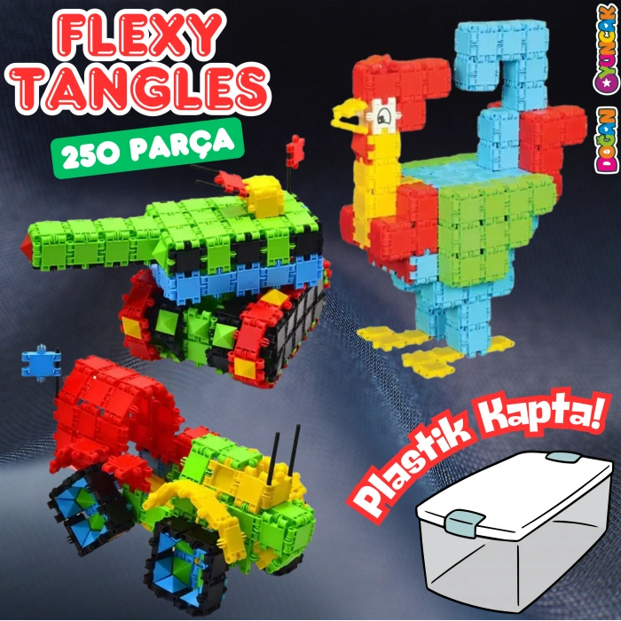 Flexy Tangles Blok Oyunu 250 Parça - Oyuncak Lego Seti - Birbirine Geçmeli STEM Lego Seti - Eğitici Oyuncak
