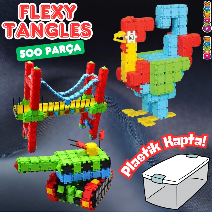 Flexy Tangles Blok Oyunu 500 Parça - Oyuncak Lego Seti - Birbirine Geçmeli STEM Lego Seti - Eğitici Oyuncak