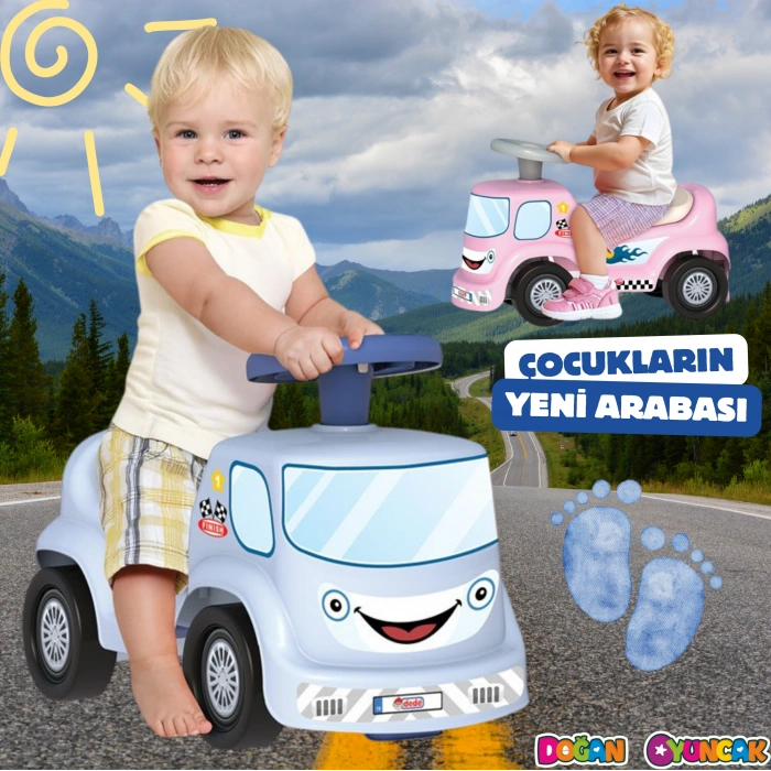 Go Hero İlk Arabam Mavi - Binmeli Araba İlk Arabam - Çocuk Arabası - İlk Adım Arabası - 4 Teker Araç