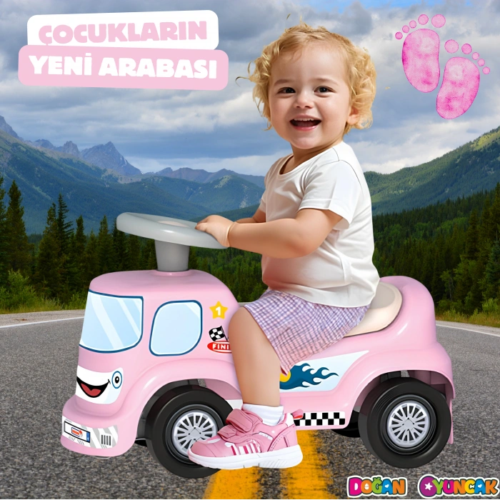Go Hero İlk Arabam Pembe - Binmeli Araba İlk Arabam - Çocuk Arabası - İlk Adım Arabası - 4 Teker Araç