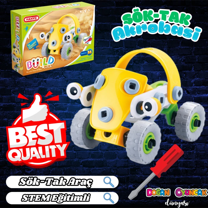 Hanye Sök-Tak Akrobasi Arabası Modeli - Oyuncak Söktak ArabaModeli - Lego Setleri - Oyuncak Araç