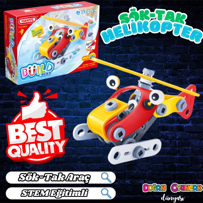 Hanye Sök-Tak Helikopter Modeli 2 - Oyuncak Söktak Helikopter Modeli - Lego Setleri - Oyuncak Helikopter
