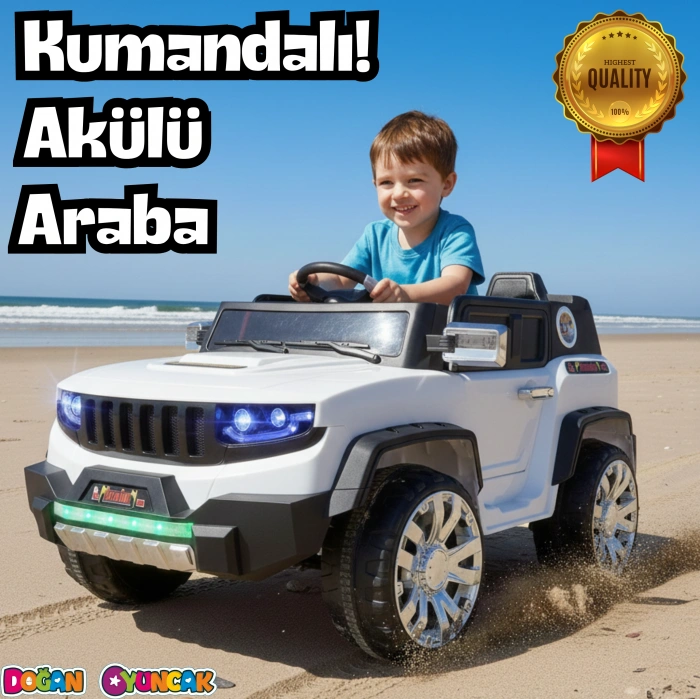 İznik Beyaz Uzaktan Kumandalı 4X2 12 Volt Akülü Araba - RC Jeep Akülü Araba
