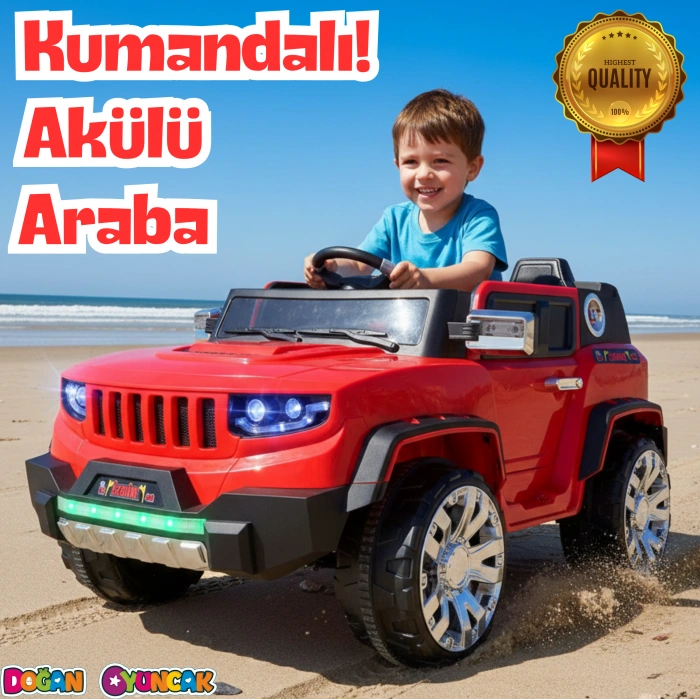 İznik Kırmızı Uzaktan Kumandalı 4X2 12 Volt Akülü Araba - RC Jeep Akülü Araba