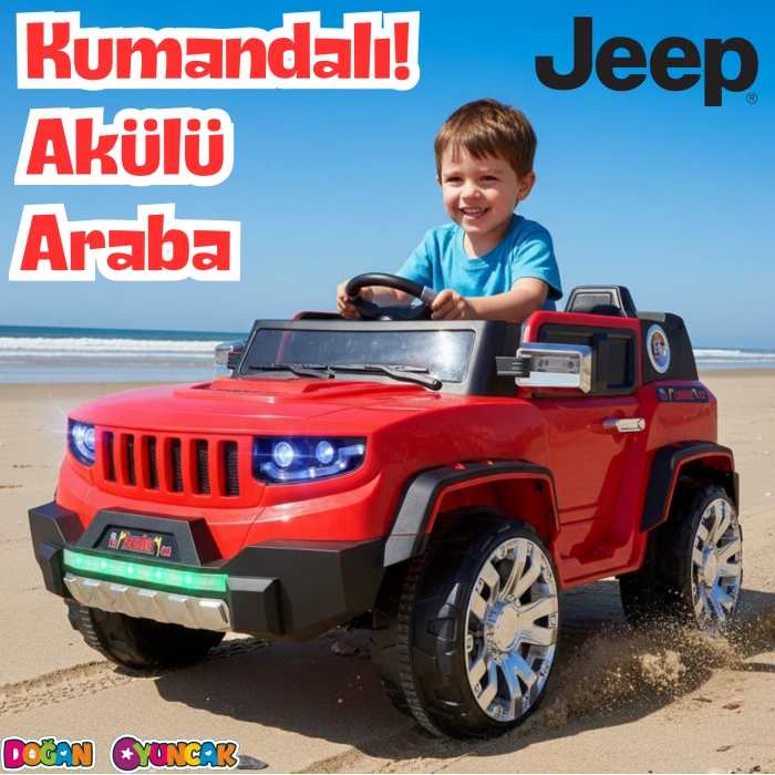 İznik Kırmızı Uzaktan Kumandalı 4X2 12 Volt Akülü Araba - RC Jeep Akülü Araba