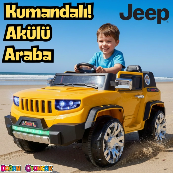 İznik Sarı Uzaktan Kumandalı 4X2 12 Volt Akülü Araba - RC Jeep Akülü Araba