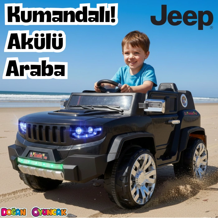 İznik Siyah Uzaktan Kumandalı 4X2 12 Volt Akülü Araba - RC Jeep Akülü Araba
