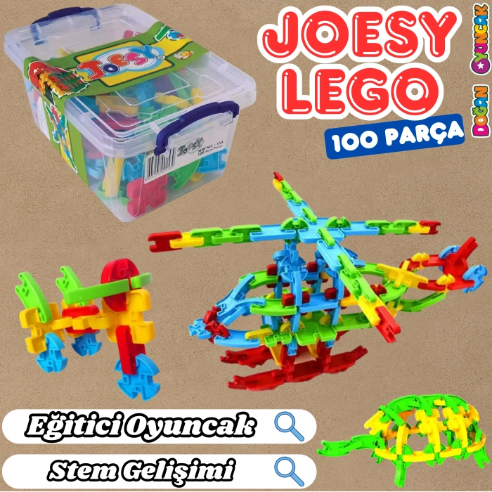 Joesy Eğitici Blok Oyunu 100 Parça - Oyuncak Lego Seti - Birbirine Geçmeli STEM Lego Seti - Eğitici Oyuncak