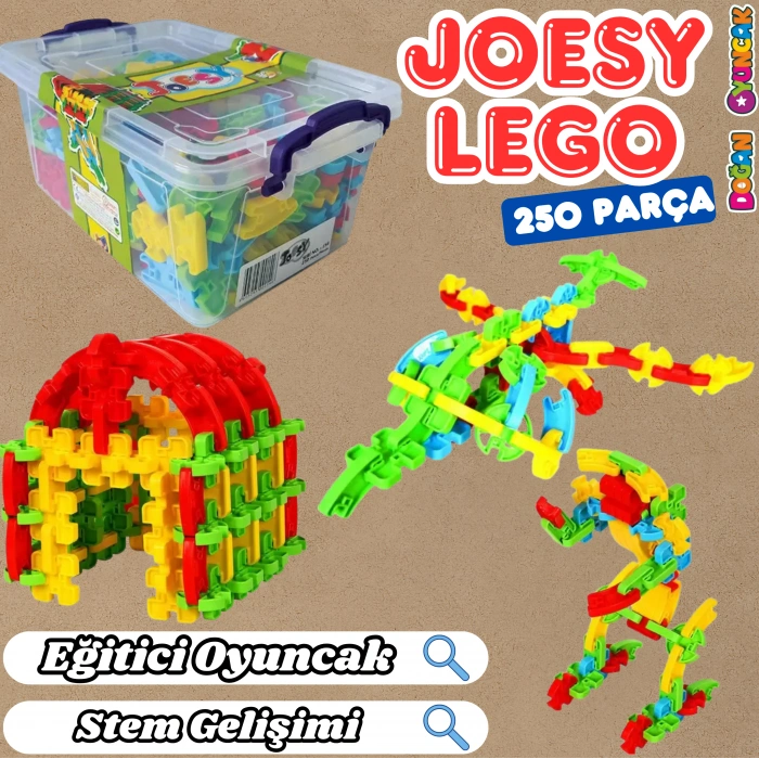 Joesy Eğitici Blok Oyunu 250 Parça - Oyuncak Lego Seti - Birbirine Geçmeli STEM Lego Seti - Eğitici Oyuncak