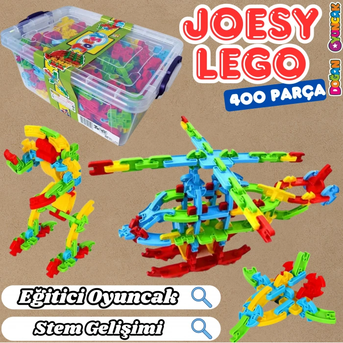 Joesy Eğitici Blok Oyunu 400 Parça - Oyuncak Lego Seti - Birbirine Geçmeli STEM Lego Seti - Eğitici Oyuncak