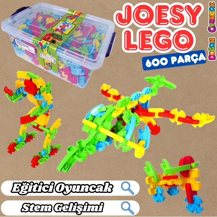 Joesy Eğitici Blok Oyunu 600 Parça - Oyuncak Lego Seti - Birbirine Geçmeli STEM Lego Seti - Eğitici Oyuncak