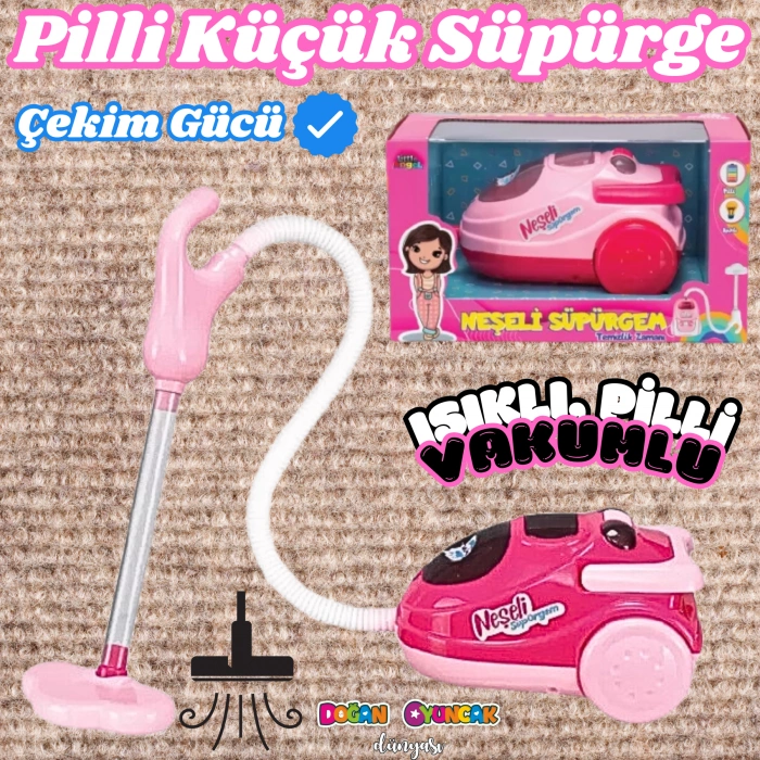 Küçük Pilli Neşeli Süpürgem - Pilli Oyuncak Süpüge - Elektirikli Süpürge Oyuncak - Işıklı Sesli Süpürge - Pilli Işıklı Sesli Süpürge
