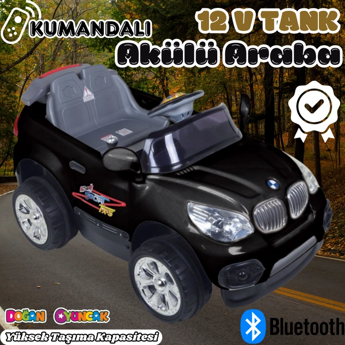Kumandalı BMW Akülü Araba Siyah - Kumandalı 12 Volt Tek Kişilik Akülü Araba Akülü JEEP - TX5 Sport Akülü Araba