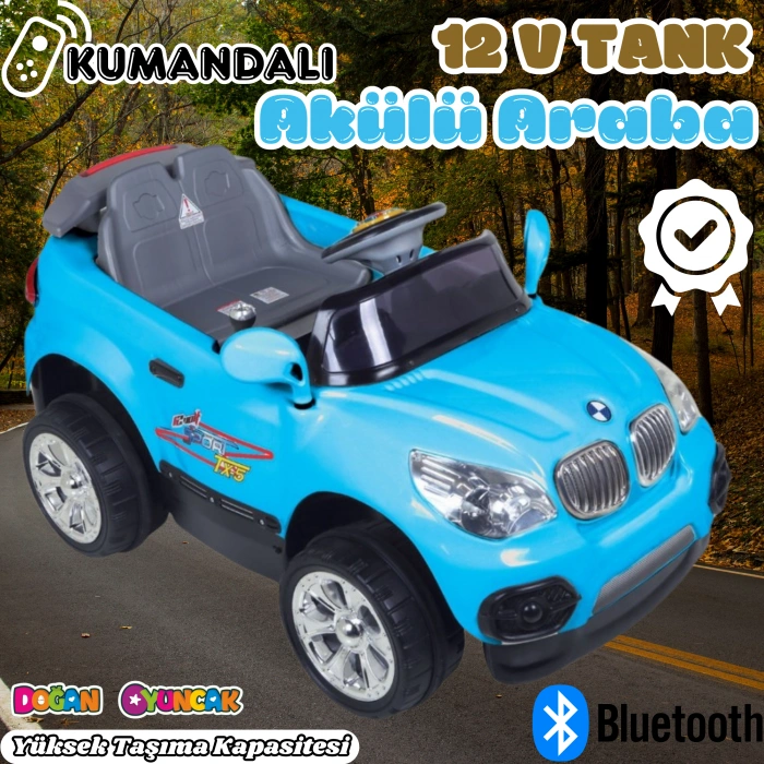 Kumandalı BMW Akülü Araba Mavi - Kumandalı 12 Volt Tek Kişilik Akülü Araba Akülü JEEP - TX5 Sport Akülü Araba