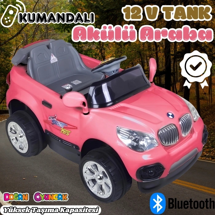 Kumandalı BMW Akülü Araba Pembe - Kumandalı 12 Volt Tek Kişilik Akülü Araba Akülü JEEP - TX5 Sport Akülü Araba
