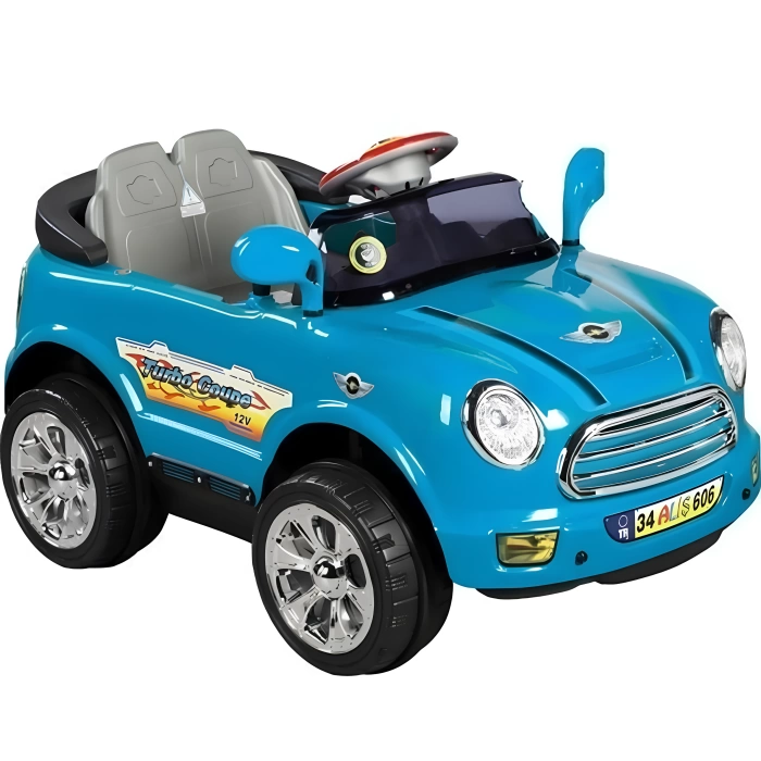 Kumandalı Mini Cooper Akülü Araba Mavi - Kumandalı 12 Volt Tek Kişilik Akülü Araba Akülü JEEP - Turbo Coupe Akülü Araba