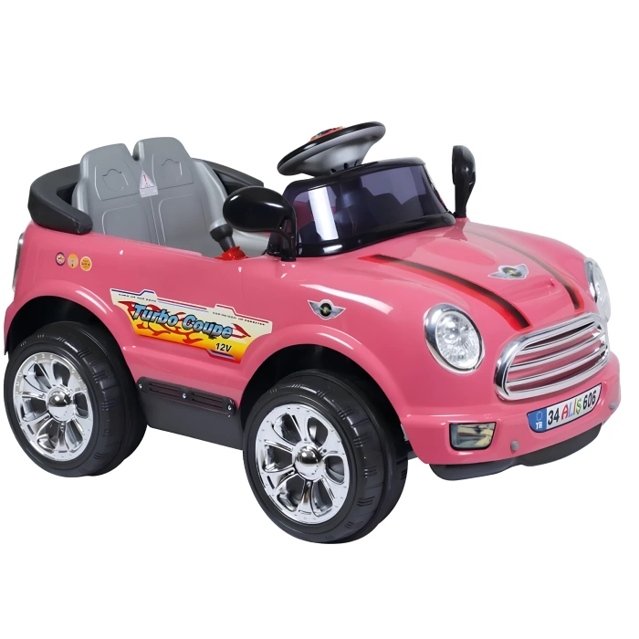Kumandalı Mini Cooper Akülü Araba Pembe - Kumandalı 12 Volt Tek Kişilik Akülü Araba Akülü JEEP - Turbo Coupe Akülü Araba