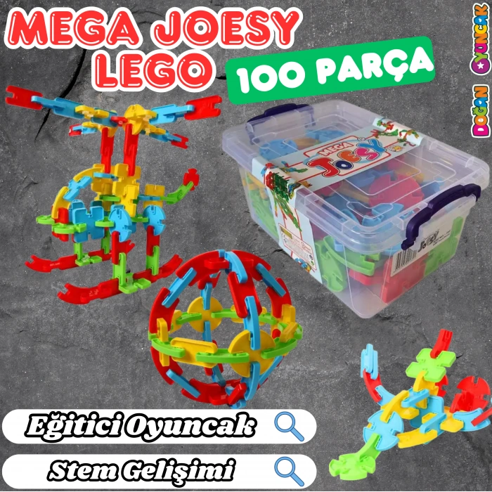 Mega Joesy Eğitici Blok Oyunu 100 Parça - Oyuncak Lego Seti - Birbirine Geçmeli STEM Lego Seti - Eğitici Oyuncak
