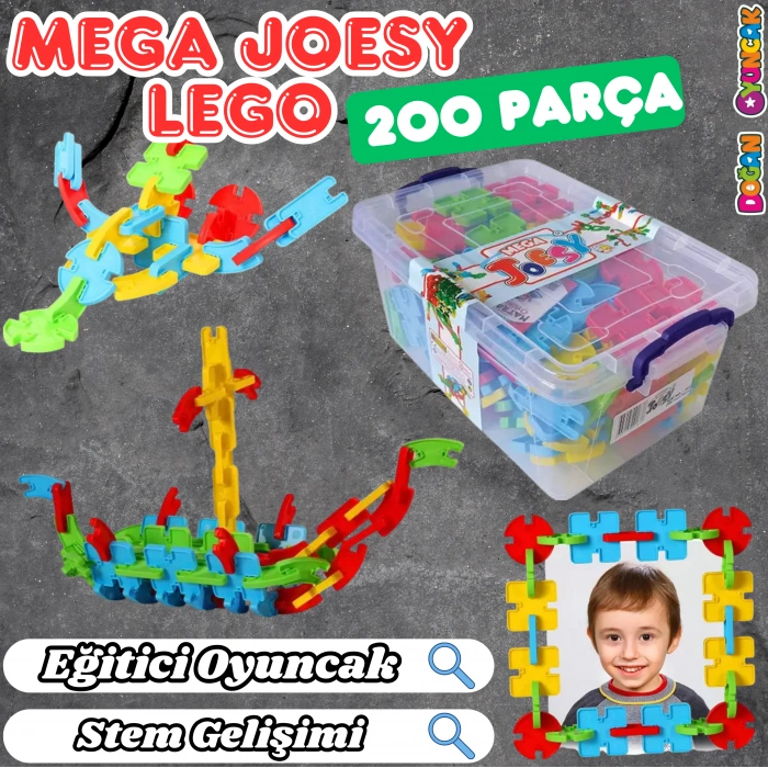 Mega Joesy Eğitici Blok Oyunu 200 Parça - Oyuncak Lego Seti - Birbirine Geçmeli STEM Lego Seti - Eğitici Oyuncak