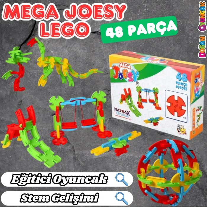 Mega Joesy Eğitici Blok Oyunu 48 Parça - Oyuncak Lego Seti - Birbirine Geçmeli STEM Lego Seti - Eğitici Oyuncak