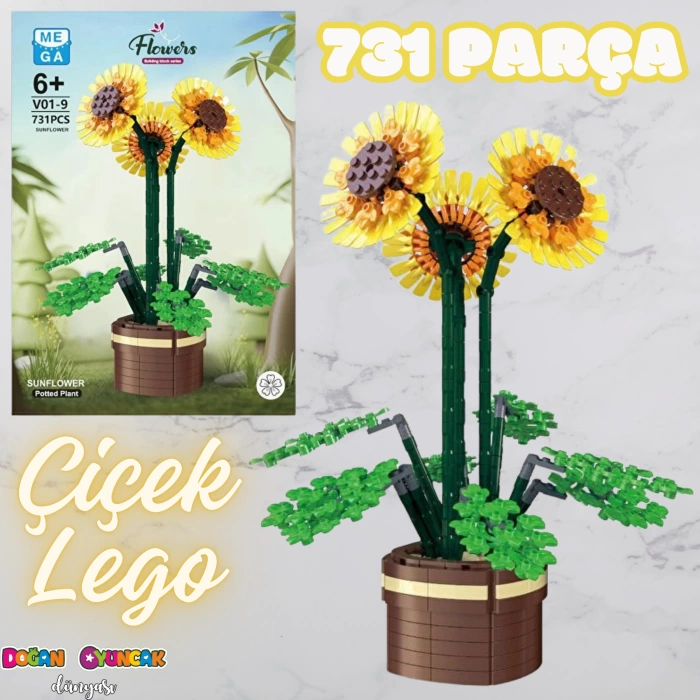 Mikro Blok Çiçek Ayçiçeği 731 Parça - Lego Setleri - MEGA Lego - Çiçek Lego - MEGA Çiçek Lego - Mikro Bloklar