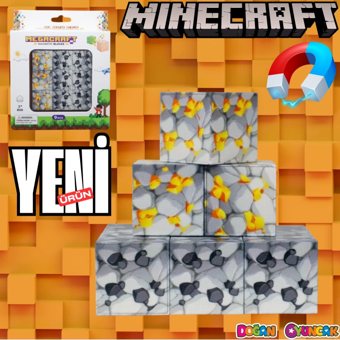 Minecraft Altın ve Kömür Desenli Blok Manyetik Lego Minecraft Manyetik Lego Minecraft Lego Megacraft Lego Seti Megnetic Blocks