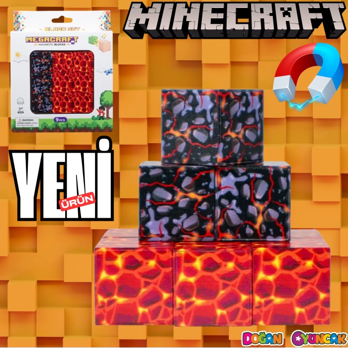 Minecraft Lav ve Magma Desenli Blok Manyetik Lego Minecraft Manyetik Lego Minecraft Lego Megacraft Lego Seti Megnetic Blocks