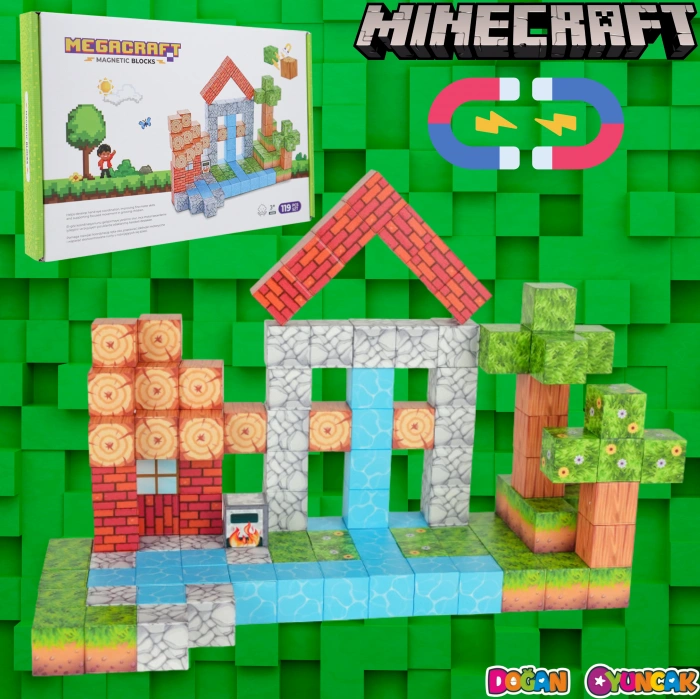 Minecraft Orman Temalı 119 Parça Manyetik Lego Minecraft Manyetik Lego Minecraft Lego Megacraft Lego Seti Megnetic Blocks