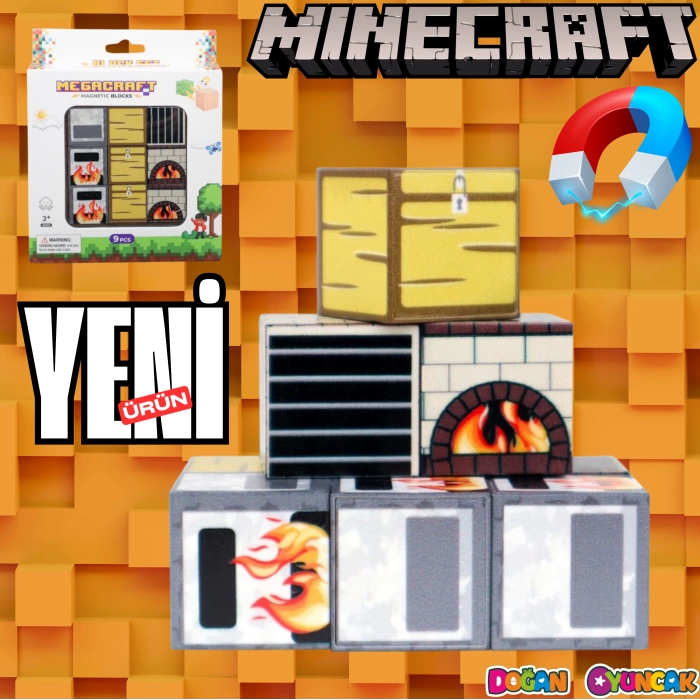 Minecraft Sandık ve Ocak Desenli Blok Manyetik Lego Minecraft Manyetik Lego Minecraft Lego Megacraft Lego Seti Megnetic Blocks