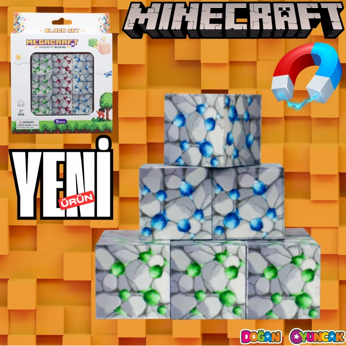 Minecraft Zümrüt, Kızıltaş ve Elmas Desenli Blok Manyetik Lego Minecraft Manyetik Lego Minecraft Lego Megacraft Lego Seti Megnetic Blocks