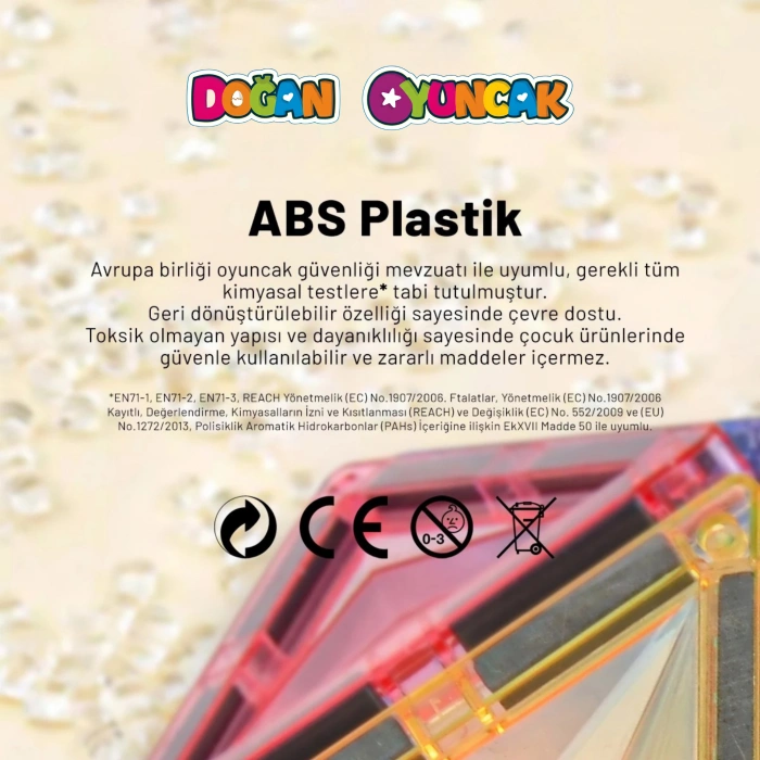 Orijinal Magnetic Tiles 50 Parça Manyetik Lego - Magnetic Magical Magnet - Mıknatıslı Lego