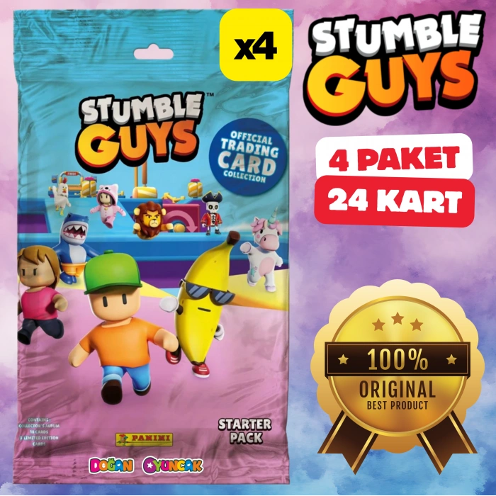 Orijinal Stumble Guys Treadin Card (4 Paket) - Stumble Guys Oyun Kartları - Stumble Guys Koleksiyonluk Kartı Stumble Guys Kart