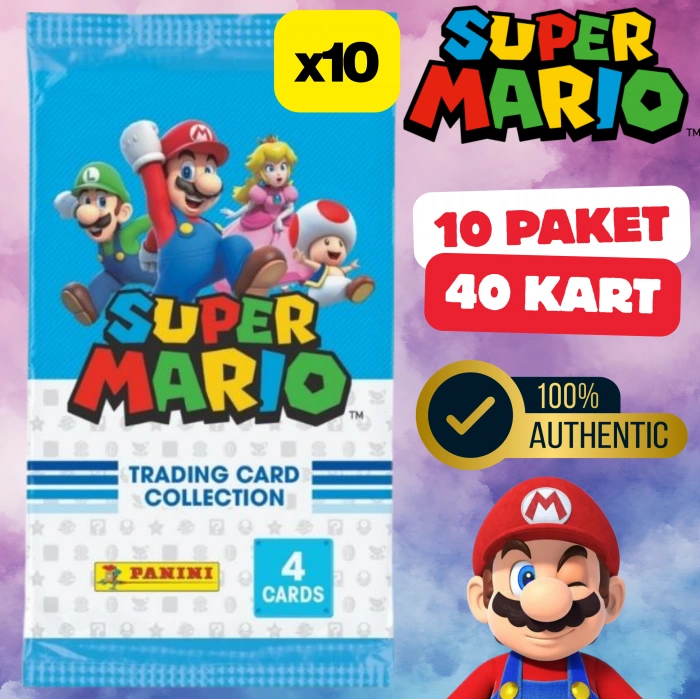 Orijinal Süper Mario Treadin Card (10 Paket) - Süper Mario Oyun Kartları - Süper Mario Koleksiyonluk Kartı