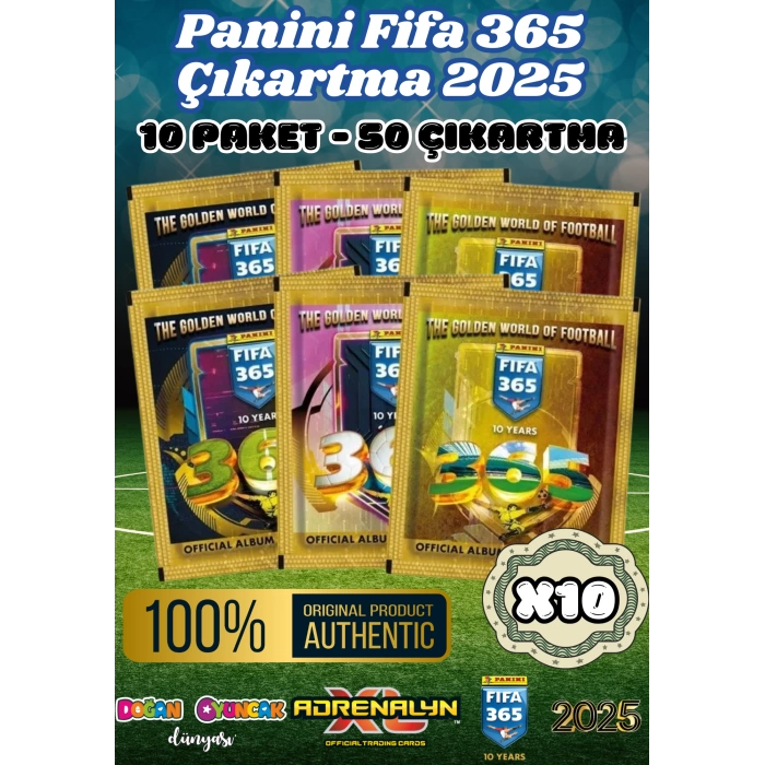 Panini FIFA 365 2025 Sticker 10 Paket - Futbolcu Çıkartmaları - Trading Futbolcu Oyuncu Kartı Panini Stickers
