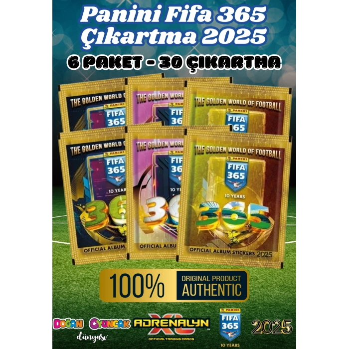 Panini FIFA 365 2025 Sticker 6 Paket - Futbolcu Çıkartmaları - Trading Futbolcu Oyuncu Kartı Panini Stickers