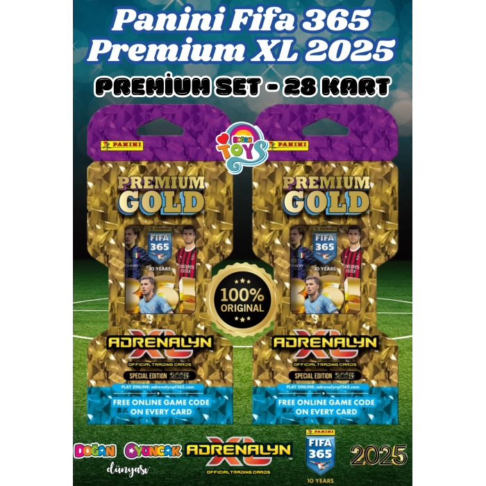 Panini FIFA 365 Adrenalyn XL 2025 Premium Gold Kart 2 Paket - Futbolcu Kartları - Gold Trading Oyuncu Kartı Panini Premium Kartlar