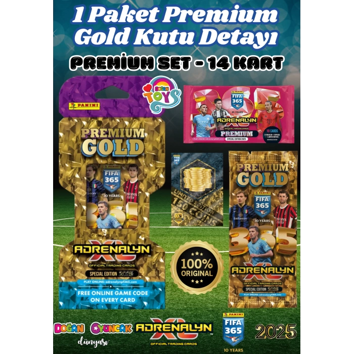 Panini FIFA 365 Adrenalyn XL 2025 Premium Gold Kart 3 Paket - Futbolcu Kartları - Gold Trading Oyuncu Kartı Panini Premium Kartlar