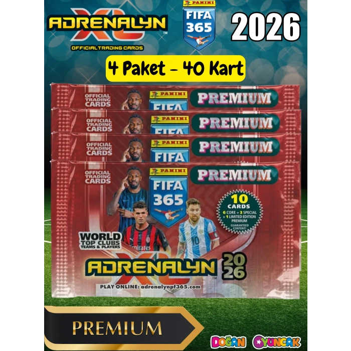 Panini FIFA 365 Adrenalyn XL 2026 Premium Kart (4 Paket) - Futbolcu Kartları - Trading Oyuncu Kartı - Fifa Oyuncu Kartı