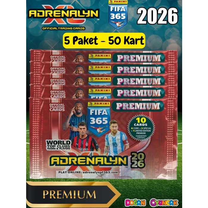 Panini FIFA 365 Adrenalyn XL 2026 Premium Kart (5 Paket) - Futbolcu Kartları - Trading Oyuncu Kartı - Fifa Oyuncu Kartı
